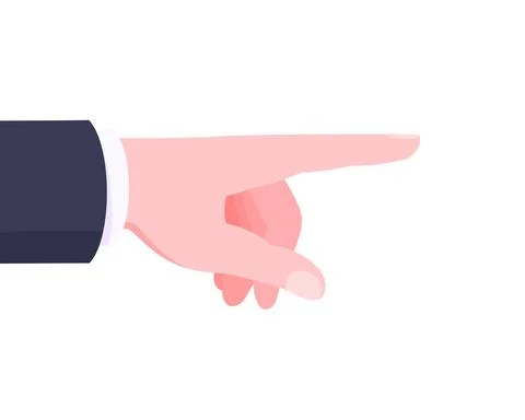 Hand with pointing index finger dressed in business suit flat style design Stock Illustration