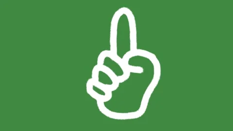 Hand pointing up index finger hand-drawn cartoon graphic with chalk outline icon Stock Footage 337183650