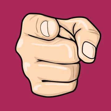 Hand pointing index finger at observer Stock Illustration