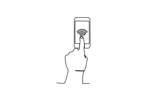 A hand pointing at the Internet network on the cellphone Stock Illustration
