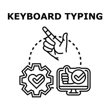 Hand pointing to keyboard typing process icon Stock-Illustration
