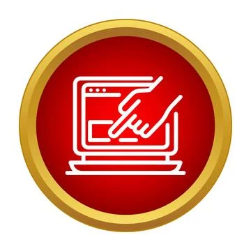 Hand pointing on laptop screen showing online click Stockillustratie
