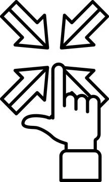 A hand pointing to the left with arrows pointing to the right Stock Illustration