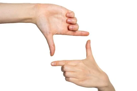 Hand Pointing Left Close Up Minimal Gesture Direction Isolated White Background Stock Photos