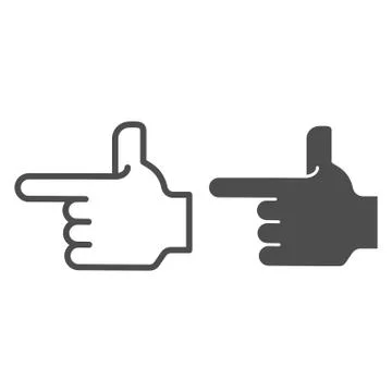 Hand pointing left line and glyph icon. Direction vector illustration isolated イラスト素材