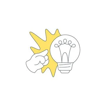 A Hand Pointing To A Light Bulb A Creative Idea Vector Illustration Stock Illustration