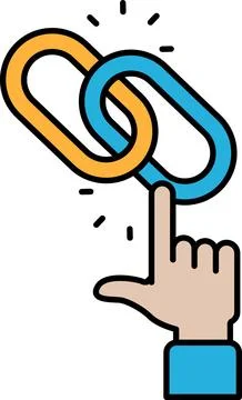 A hand pointing to a link with a chain Stock Illustration
