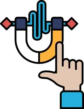 A hand pointing at a magnet Stock Illustration