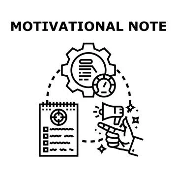 Hand pointing on motivational note and goal planning Stock Illustration