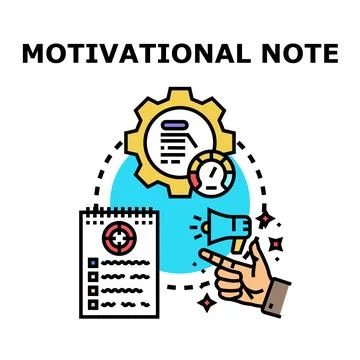 Hand pointing on motivational note and goal planning Stock Illustration