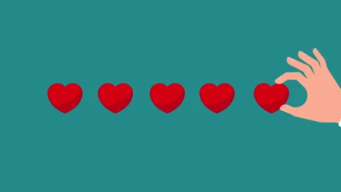 Hand pointing at one of five hearts. Stock Footage 169621713