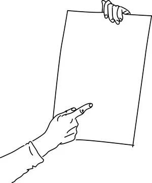 Hand pointing at paper Vector Stock Illustration