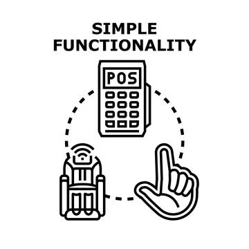 Hand pointing at payment terminal for simple functionality Stock Illustration