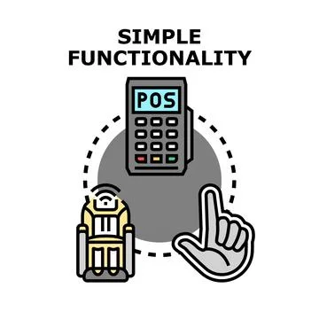 Hand pointing at payment terminal for simple functionality Stock Illustration
