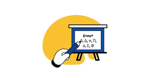 Hand Pointing to Physics Formula and Math Symbols 2D animation Stock Footage 342000310