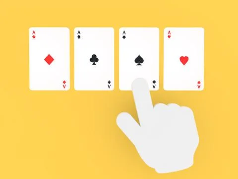 Hand pointing on playing cards. Stock Illustration