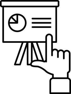A hand pointing at a presentation board with a pie chart on it Stock Illustration