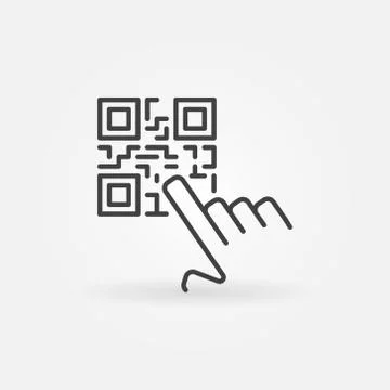 Hand pointing QR code vector concept icon or symbol Illustrazione stock