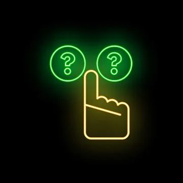 Hand pointing at question marks making a choice Stock Illustration
