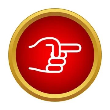 Hand pointing right direction icon with gold frame Stock Illustration