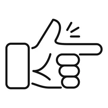 Hand pointing right with index finger, clicking gesture icon Stock Illustration