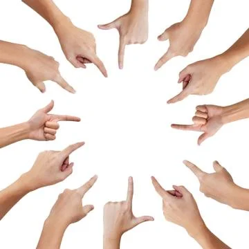 Hand pointing to the same direction Foto stock