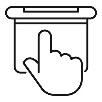 Hand pointing smartphone screen outline icon vector illustration Illustrazione stock