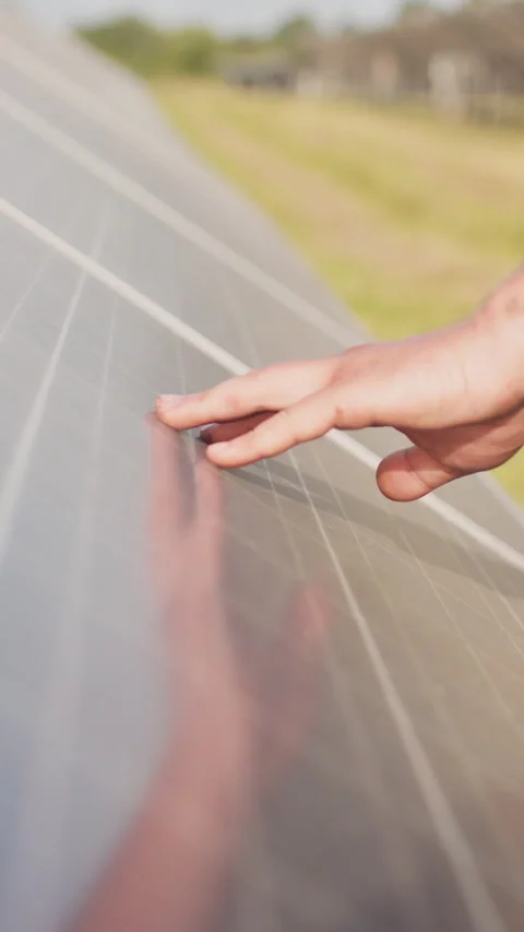 Hand Pointing at Solar Panel Stock Footage 317124013