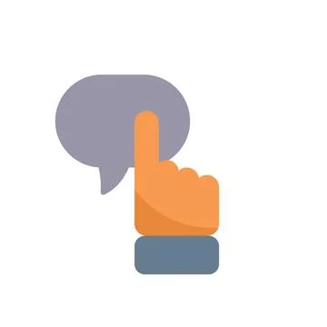 Hand pointing at speech bubble leaving a comment Stock Illustration