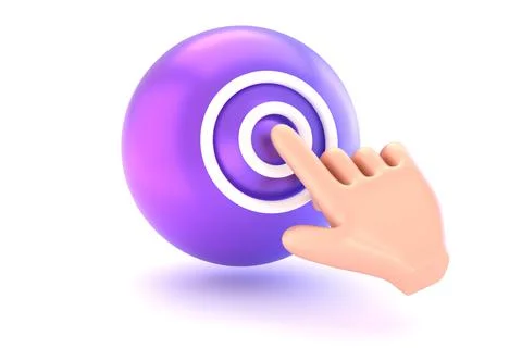 Hand pointing on sphere with a feedback on touch 3D render Stock Illustration