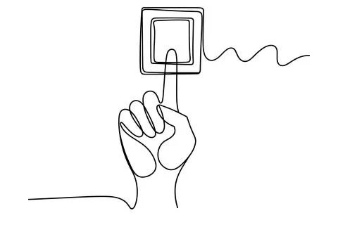 Hand Pointing at a Square Button on a Wall finger Stock Illustration