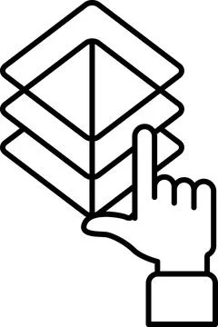 A hand pointing at a stack of squares Illustrazione stock