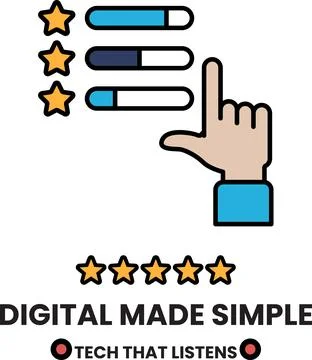 A hand pointing to a star with the words digital made simple written below イラスト素材