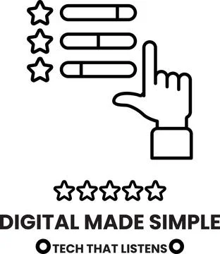 A hand pointing to a star with the words digital made simple written below イラスト素材