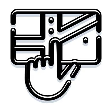 Hand pointing on tablet device screen selecting option Stock Illustration