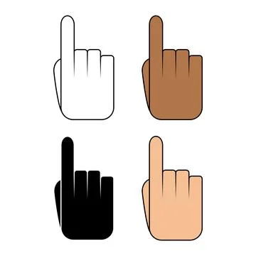 Hand pointing up vector. hand with pointing finger set. tap gesture Stock Illustration