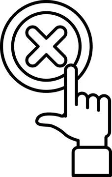 A hand pointing to an X on a white background Stock Illustration