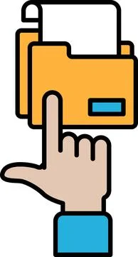 A hand pointing at a yellow folder Stock Illustration