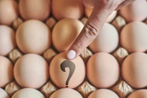 Hand points to egg. Gender or Sex selection Stock Photos