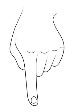 Hand points index finger down sketch illustration. Stock Illustration