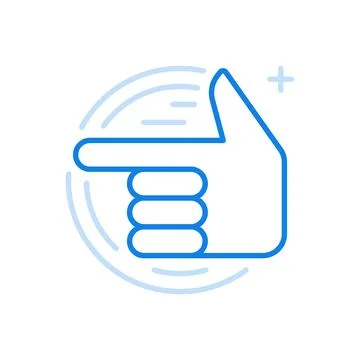 Hand points to left vector line icon. Direction pointer gesture. 스톡 일러스트