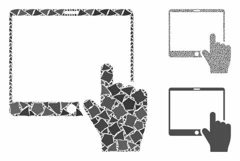 Hand points mobile tablet Mosaic Icon of Tuberous Elements 스톡 일러스트