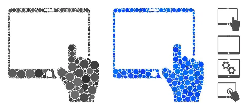 Hand Points Mobile Tablet Mosaic Icon of Spheric Items Stock Illustration