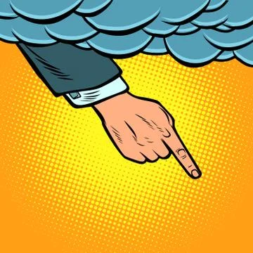 The hand points out of the cloud Illustrazione stock