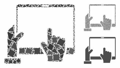 Hand points PDA Mosaic Icon of Inequal Parts Illustrazione stock