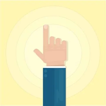 The hand points to something. Index finger. Image of a hand, business concept Stock Illustration