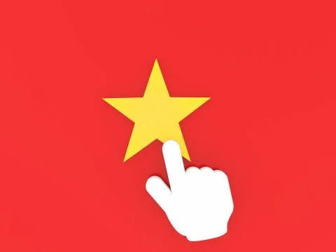 The hand  points to the star. Stock Illustration