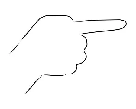 Hand points, vector. Hand drawn sketch. Stock Illustration