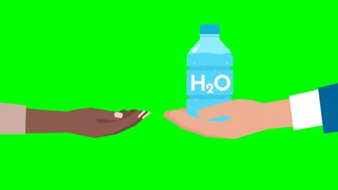 Hand of poor person asks for help. Businessman reaches out with bottle of water Stock Footage 277155376