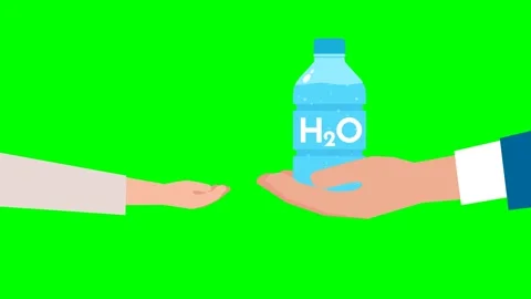 Hand of a poor white child asks for help. Man reaches out with a bottle of water Stock Footage 276161074